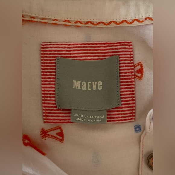 Anthropologie Maeve Miette Teepee Button Down Shirt Size 10 Long Sleeve Pleated - Picture 3 of 9